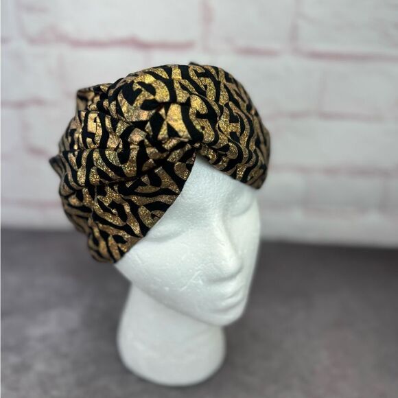 RARE Gucci Metallic Gold Black GG Women\'s Headband Turban main image 10